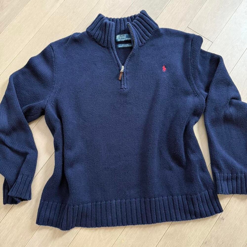 Polo Ralph Lauren navy blue quarter zip sweater Size XL